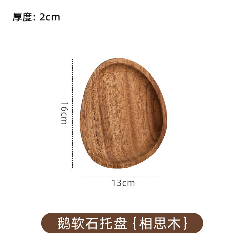 跨境胡桃木日式木托盘定制家用实木糕茶点小圆形盘茶盘餐具盘批发