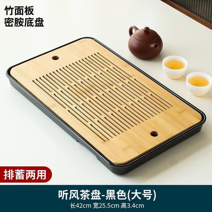 家用简约功夫茶具茶盘套装长方形储水日式密胺竹制小茶台沥水托盘