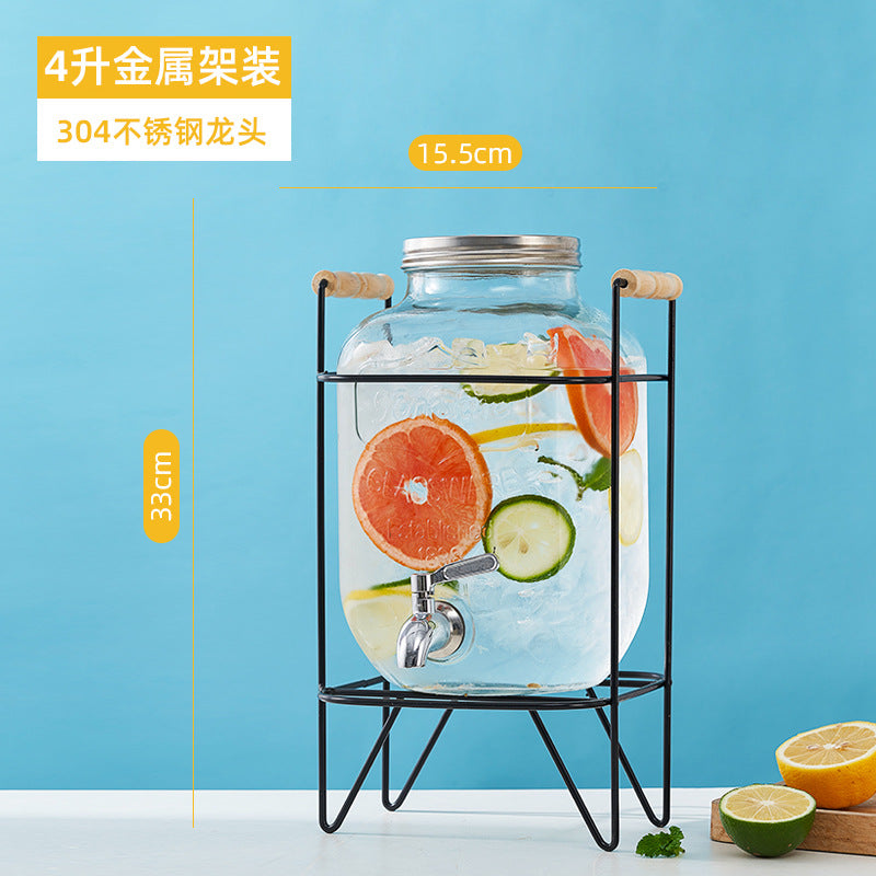 网红可乐酒炮 玻璃果汁鼎果汁罐 大容量饮料桶梅森罐酿酒瓶酵素桶