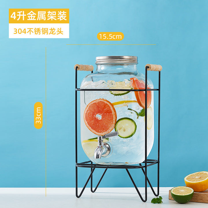 网红可乐酒炮 玻璃果汁鼎果汁罐 大容量饮料桶梅森罐酿酒瓶酵素桶