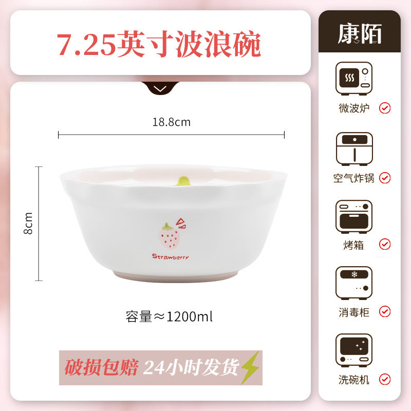 Cute Women Bowl & Plate Home Set Underglaze Ceramic Tableware Creativeins Bowl & Plate Home
