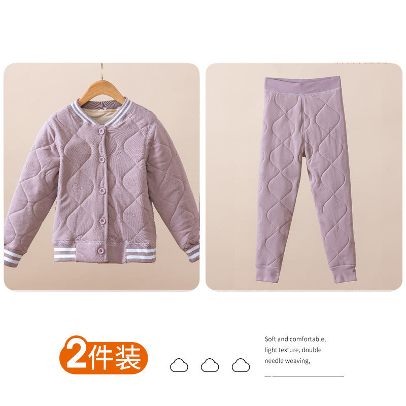 儿童保暖裤小棉袄冬季套装校服神器男女童棉服棉裤中大童冬装棉衣