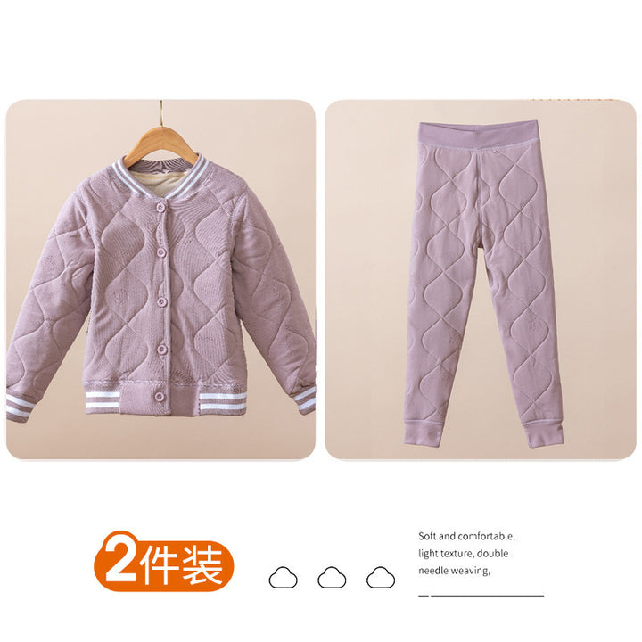 儿童保暖裤小棉袄冬季套装校服神器男女童棉服棉裤中大童冬装棉衣