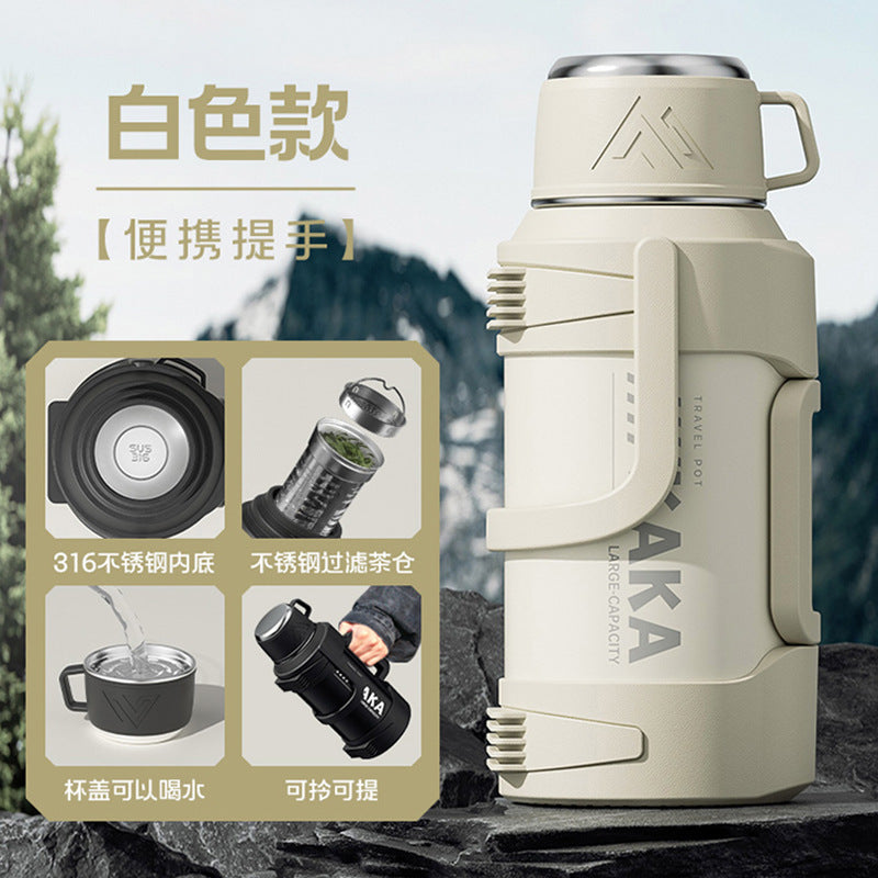 316不锈钢保温水壶大容量5升大升量茶水分离热水瓶户外旅行壶批发