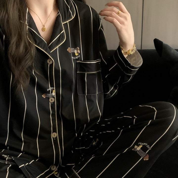 批发情侣睡衣春秋长袖长裤套装2023年新款可爱秋季女家居服可外穿