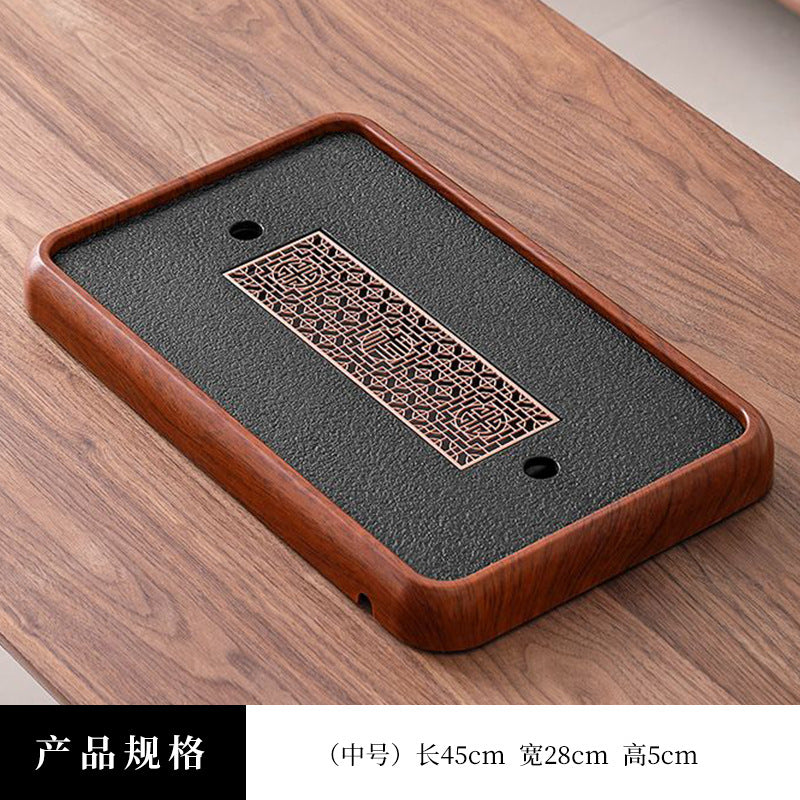 A类仿乌金石方形蓄水茶盘套装防霉家用办公茶台沥水茶具排水托盘