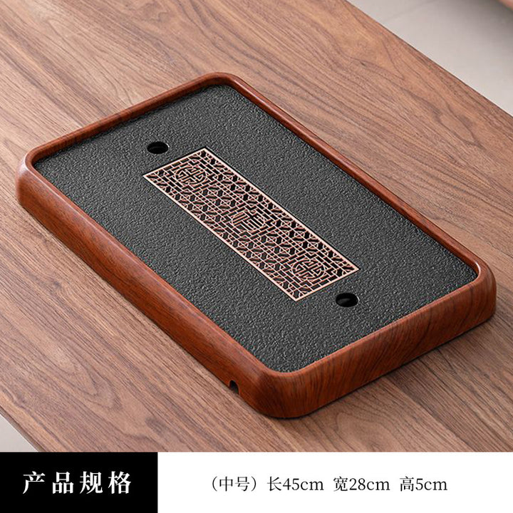 A类仿乌金石方形蓄水茶盘套装防霉家用办公茶台沥水茶具排水托盘