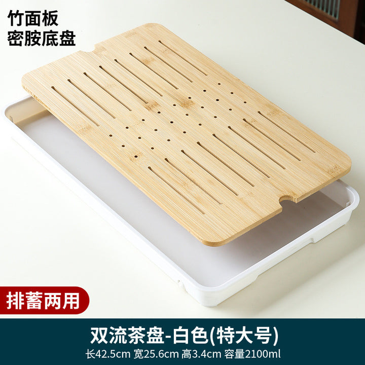 家用简约功夫茶具茶盘套装长方形储水日式密胺竹制小茶台沥水托盘