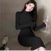 High-Neck Slim Fit Bodycon Dress – Elegant Stretchy Sleeveless Women's Midi Dress