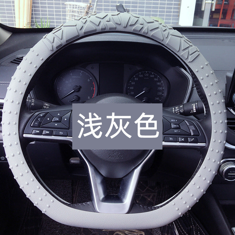跨境几何纹防滑硅胶方向盘套汽车D圆形通用弹性颗粒防晒加厚把套