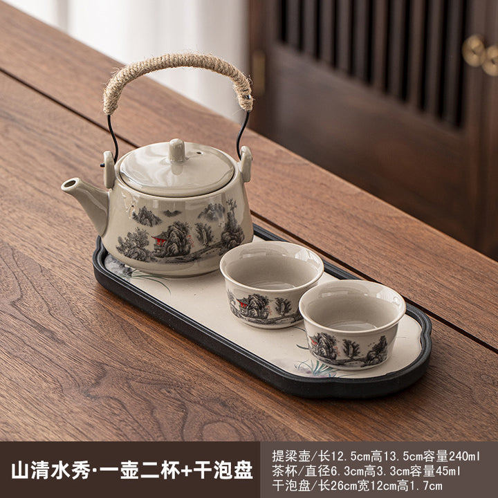一壶二杯茶具套装家用宿舍酒店餐馆陶瓷功夫茶具泡茶壶茶杯会客