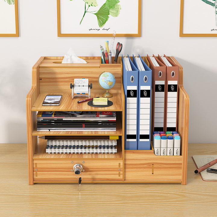 Multi-Layer Desktop Drawer Storage Box with Lock – Office Desk Organizer