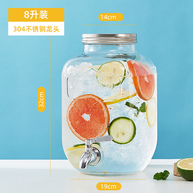 网红可乐酒炮 玻璃果汁鼎果汁罐 大容量饮料桶梅森罐酿酒瓶酵素桶