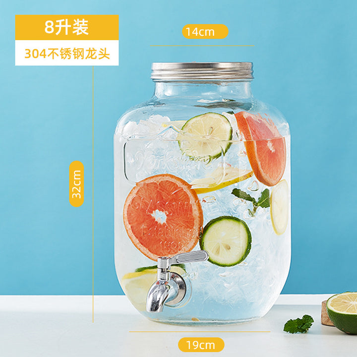 网红可乐酒炮 玻璃果汁鼎果汁罐 大容量饮料桶梅森罐酿酒瓶酵素桶