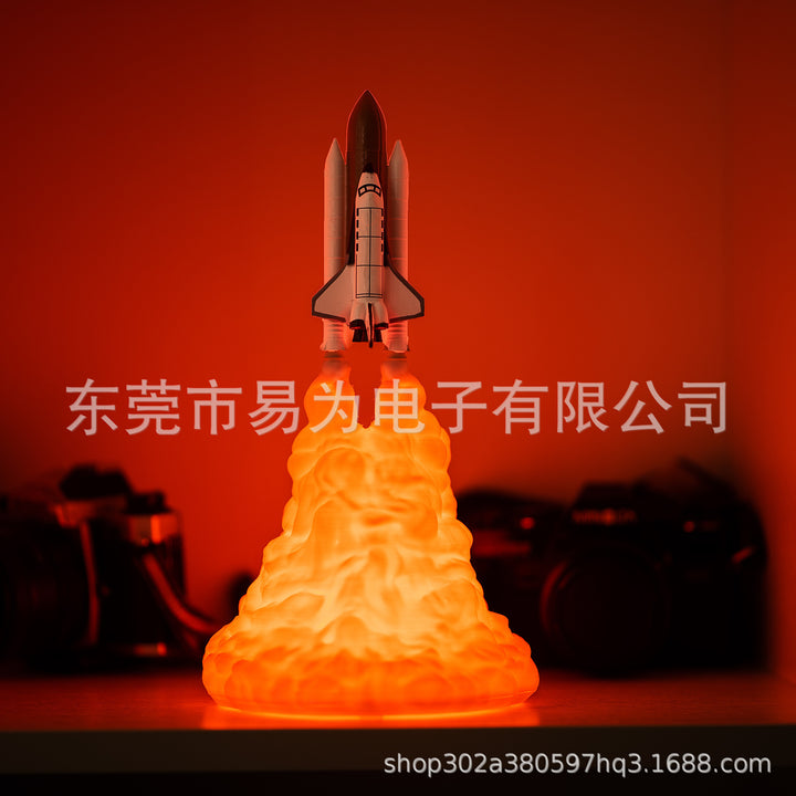 temu爆款3D打印火龙灯火箭灯创意装饰摆件台灯儿童礼品led小夜灯