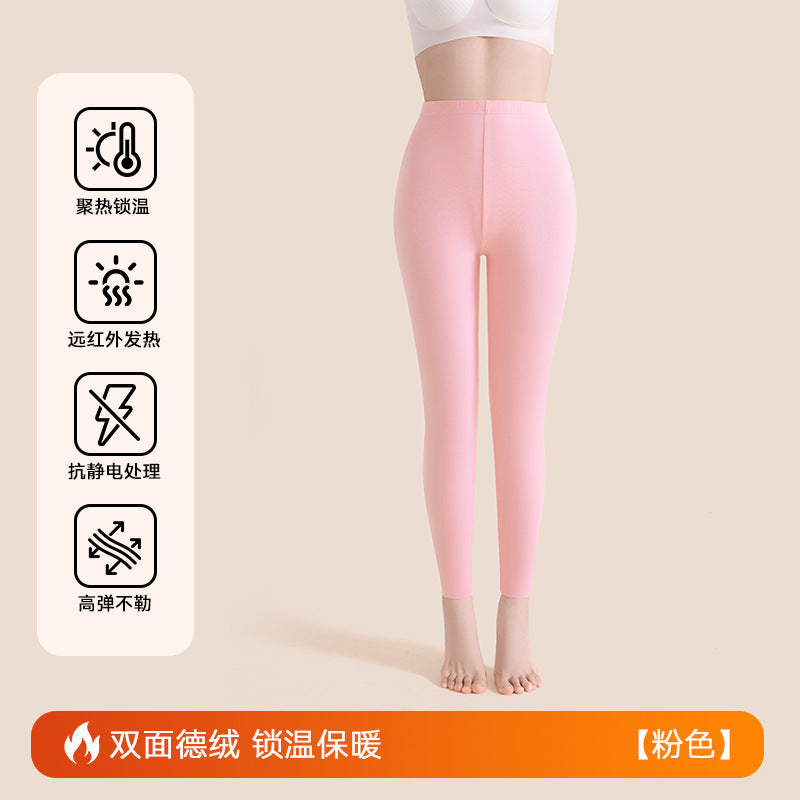绵羊毛保暖裤女士加绒秋冬高级感蚕丝秋裤德绒高腰打底裤大码高端
