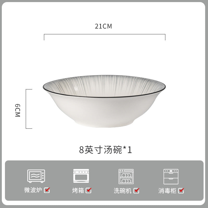 釉下彩轻奢灰陶瓷碗碟套装家用简约高级感餐具乔迁碗盘子碗具筷