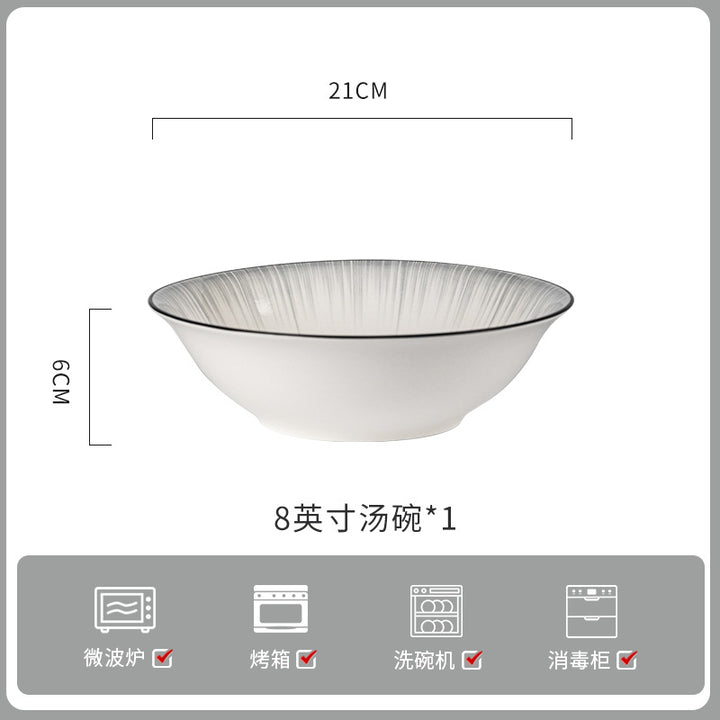 釉下彩轻奢灰陶瓷碗碟套装家用简约高级感餐具乔迁碗盘子碗具筷