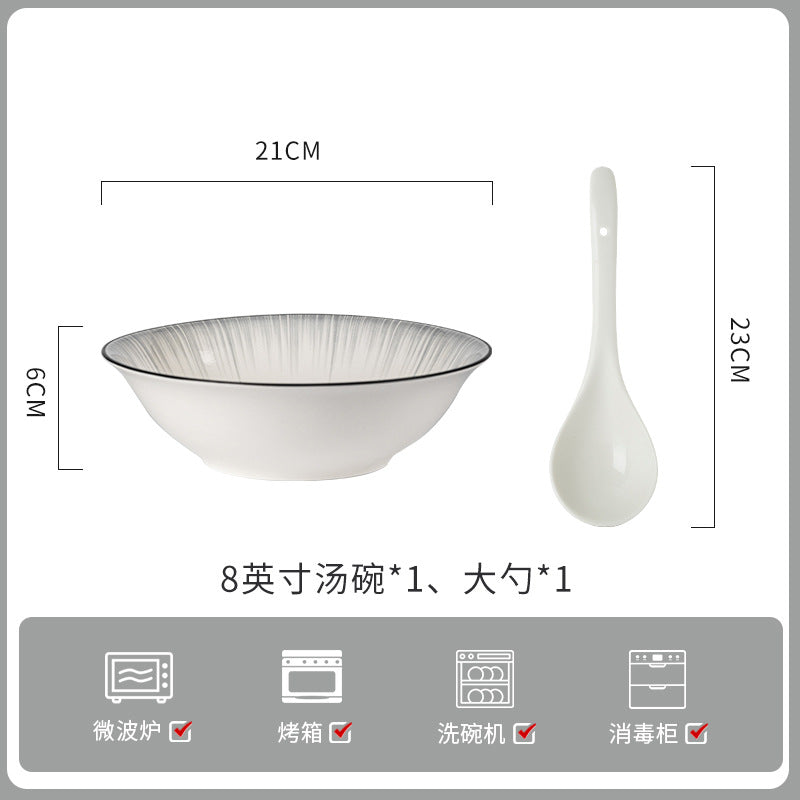 釉下彩轻奢灰陶瓷碗碟套装家用简约高级感餐具乔迁碗盘子碗具筷