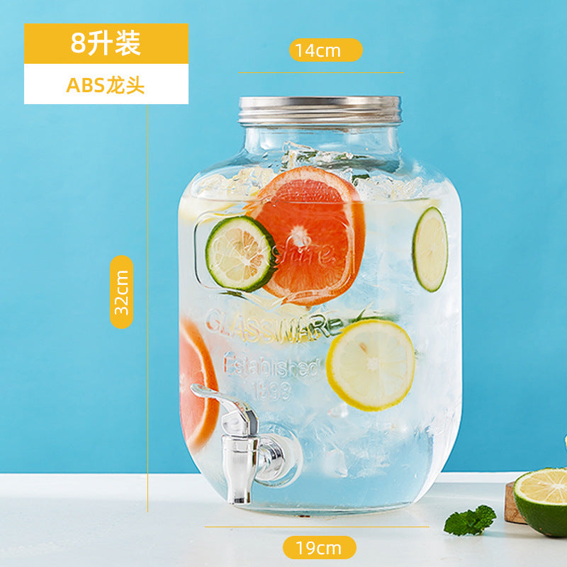 网红可乐酒炮 玻璃果汁鼎果汁罐 大容量饮料桶梅森罐酿酒瓶酵素桶