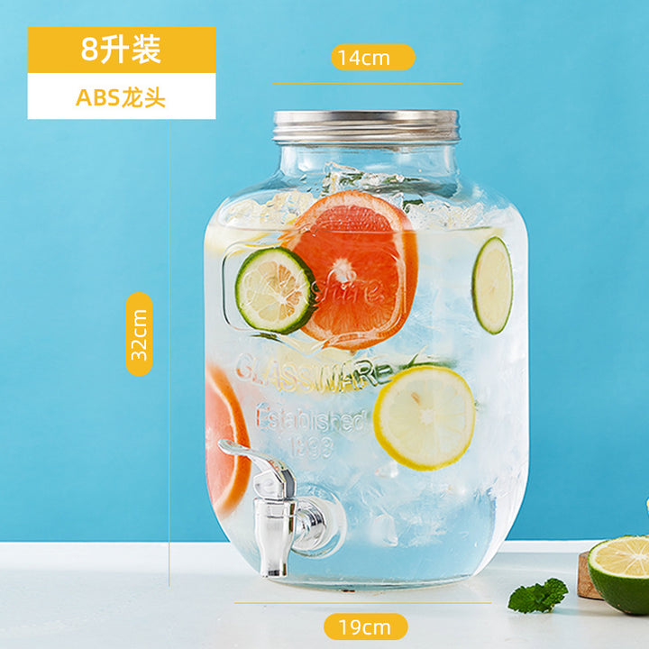 网红可乐酒炮 玻璃果汁鼎果汁罐 大容量饮料桶梅森罐酿酒瓶酵素桶