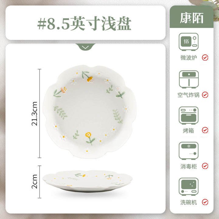 Premium Design Embossed Small Cute Ceramic Bowl Japanese Style Thickened Bowl Chopsticks Home Wholesale