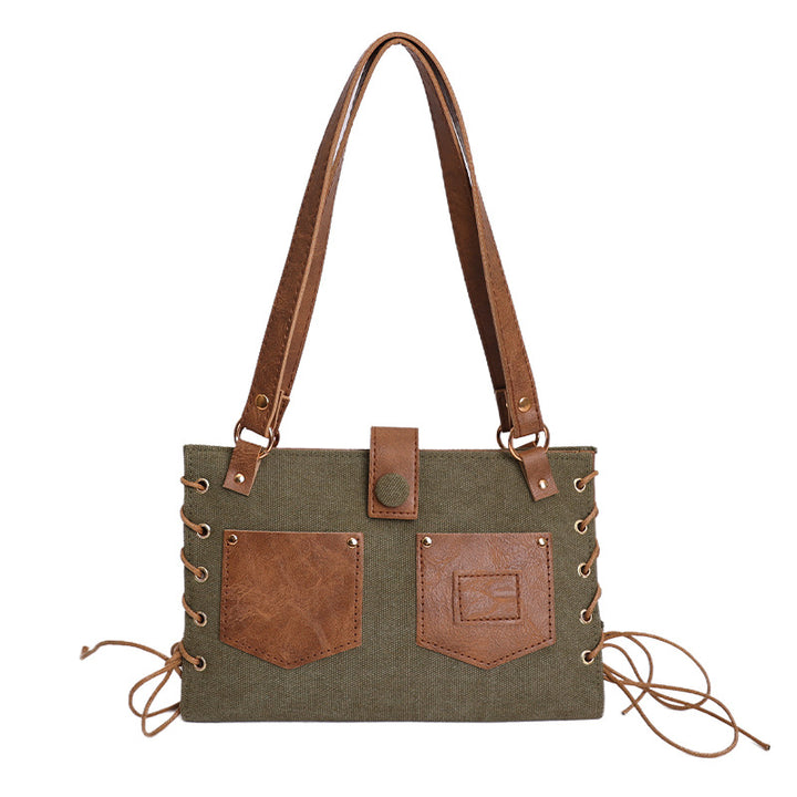 Canvas Korean Style Casual Trendy Large Capacity Women's Single Shoulder Handheld