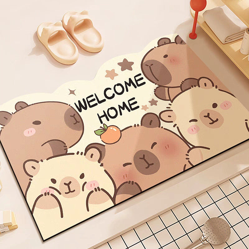 浴室地垫卡皮巴拉硅藻泥地垫卡通吸水速干防滑垫卫生间门口脚垫子