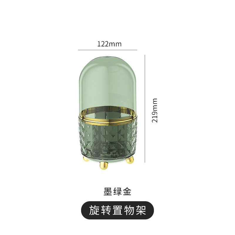 化妆品收纳盒高级感轻奢桌面化妆刷收纳可旋转梳妆台防尘收纳桶