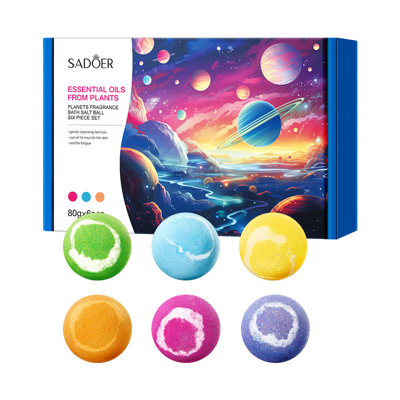 全英文SADOER行星香氛浴盐球6件套 清洁身体浴盐球跨境外贸批发