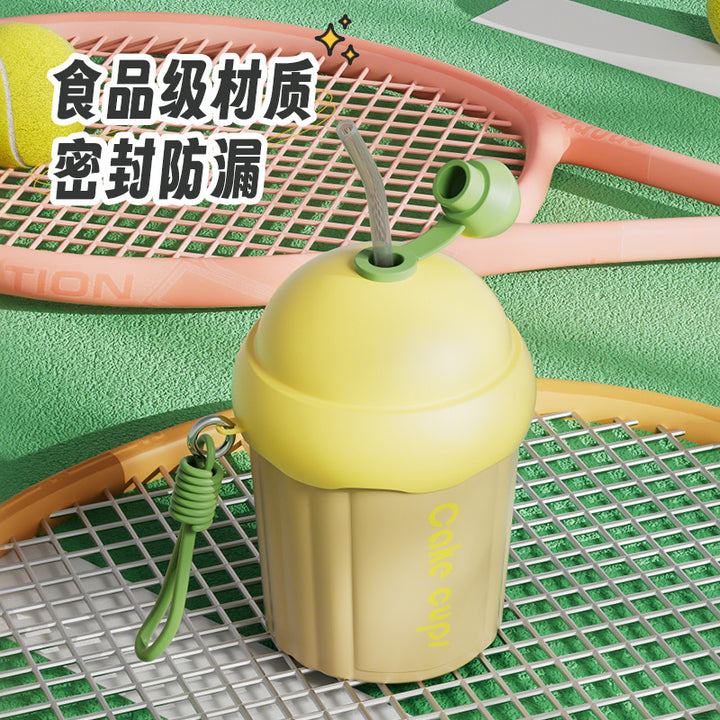 卡通蛋糕杯儿童玻璃水杯便携带吸管杯子咖啡饮料小礼品杯印制logo