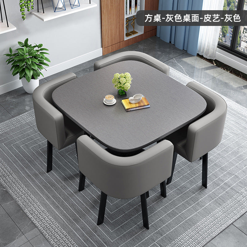 简约方形洽谈桌椅组合店铺商铺休息区洽谈桌会客休闲接待小圆桌