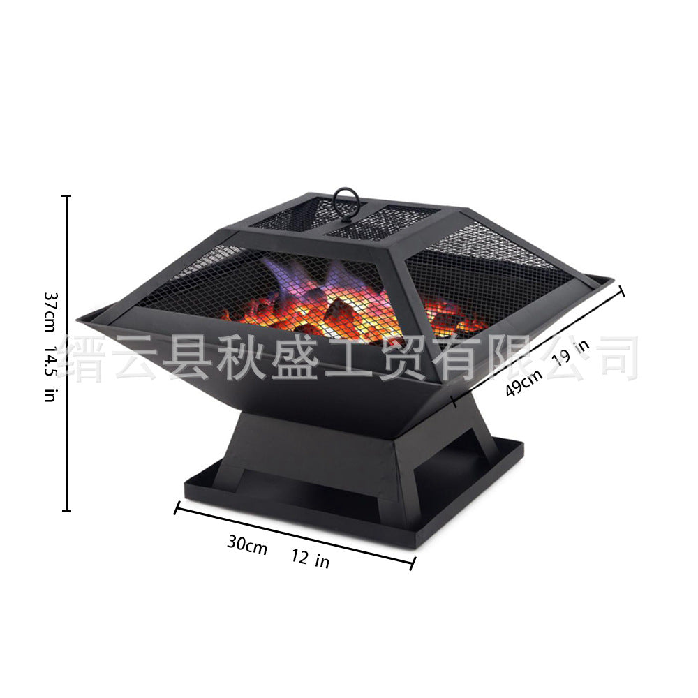 围炉煮茶一体桌子多功能烧烤炉户外花园木炭取暖炉烤火炉庭院篝火