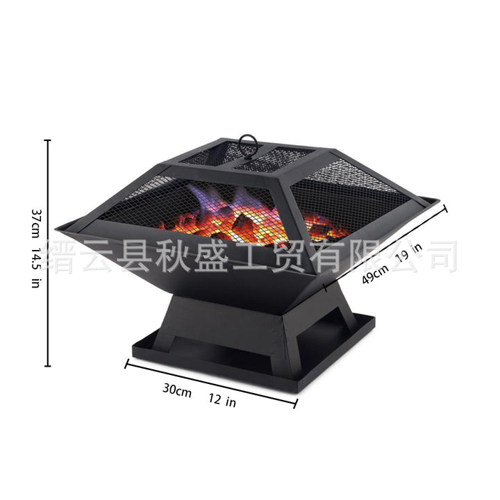 围炉煮茶一体桌子多功能烧烤炉户外花园木炭取暖炉烤火炉庭院篝火