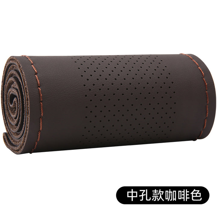 Top Layer Cowhide Steering Wheel Cover Large All Season Universal Car Genuine Leather Grip Cover