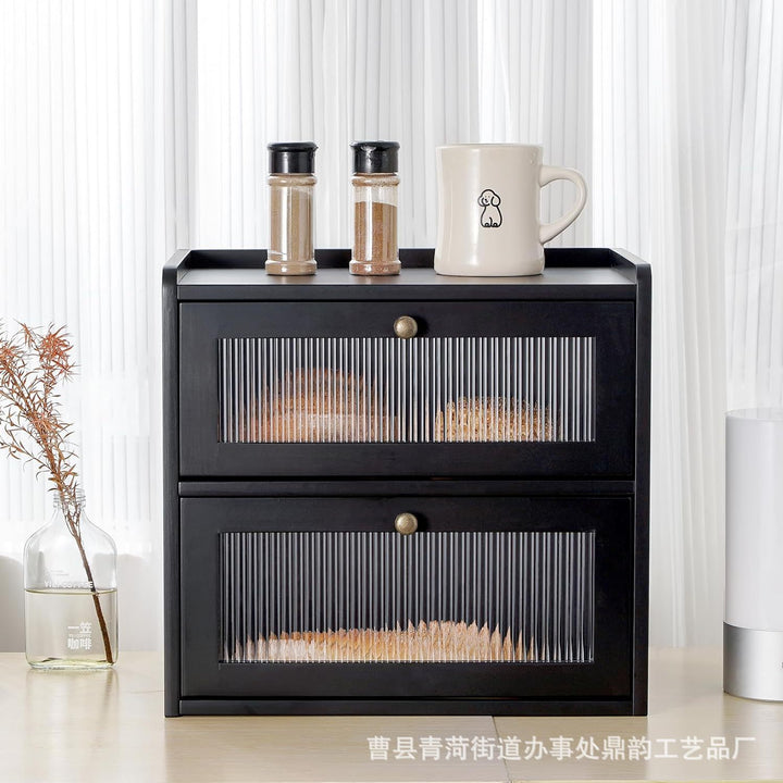 面包盒实木双层松木厨房面包储藏箱翻盖式木质糕点甜品收纳餐具盒