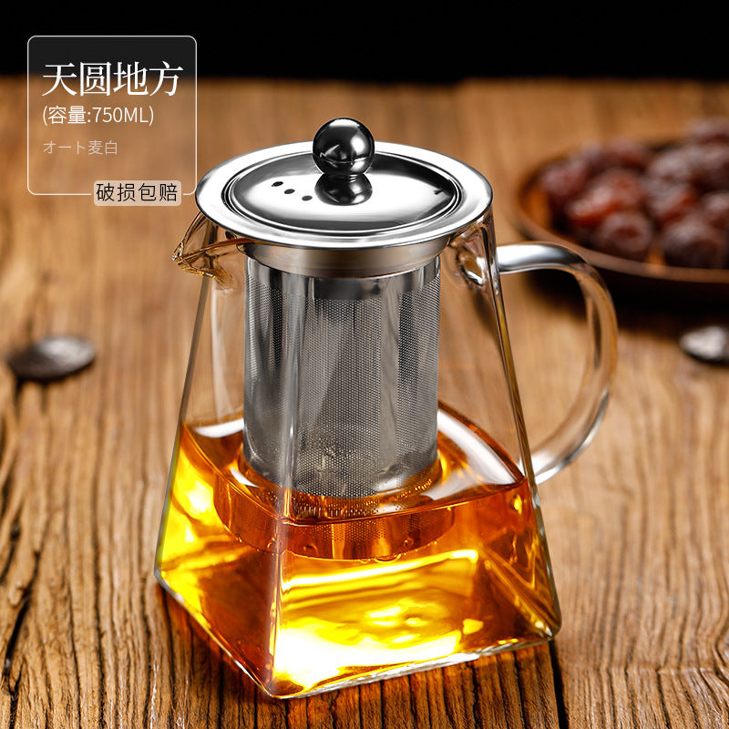 高硼硅玻璃大号茶壶不锈钢漏泡茶壶套装茶水分离家用茶具钢漏茶壶