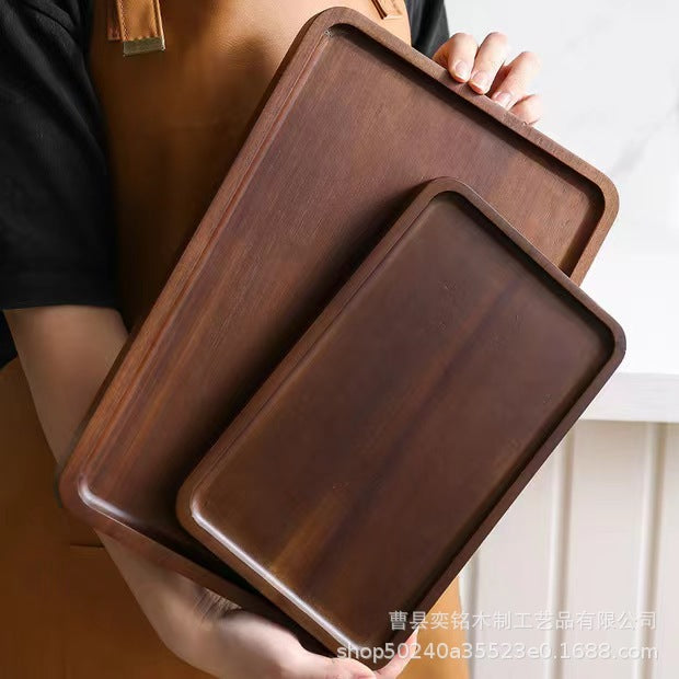 相思木托盘家用木质茶具收纳盘餐厅甜品点心托盘上菜盘实木餐盘
