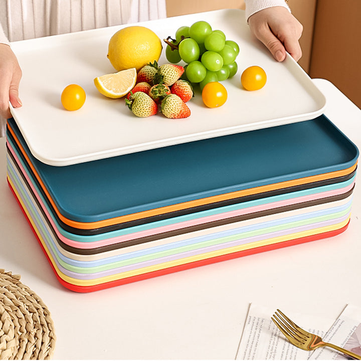 跨境热销  长方形餐用托盘家用多色套装餐盘加厚酒店甜品收纳盘子