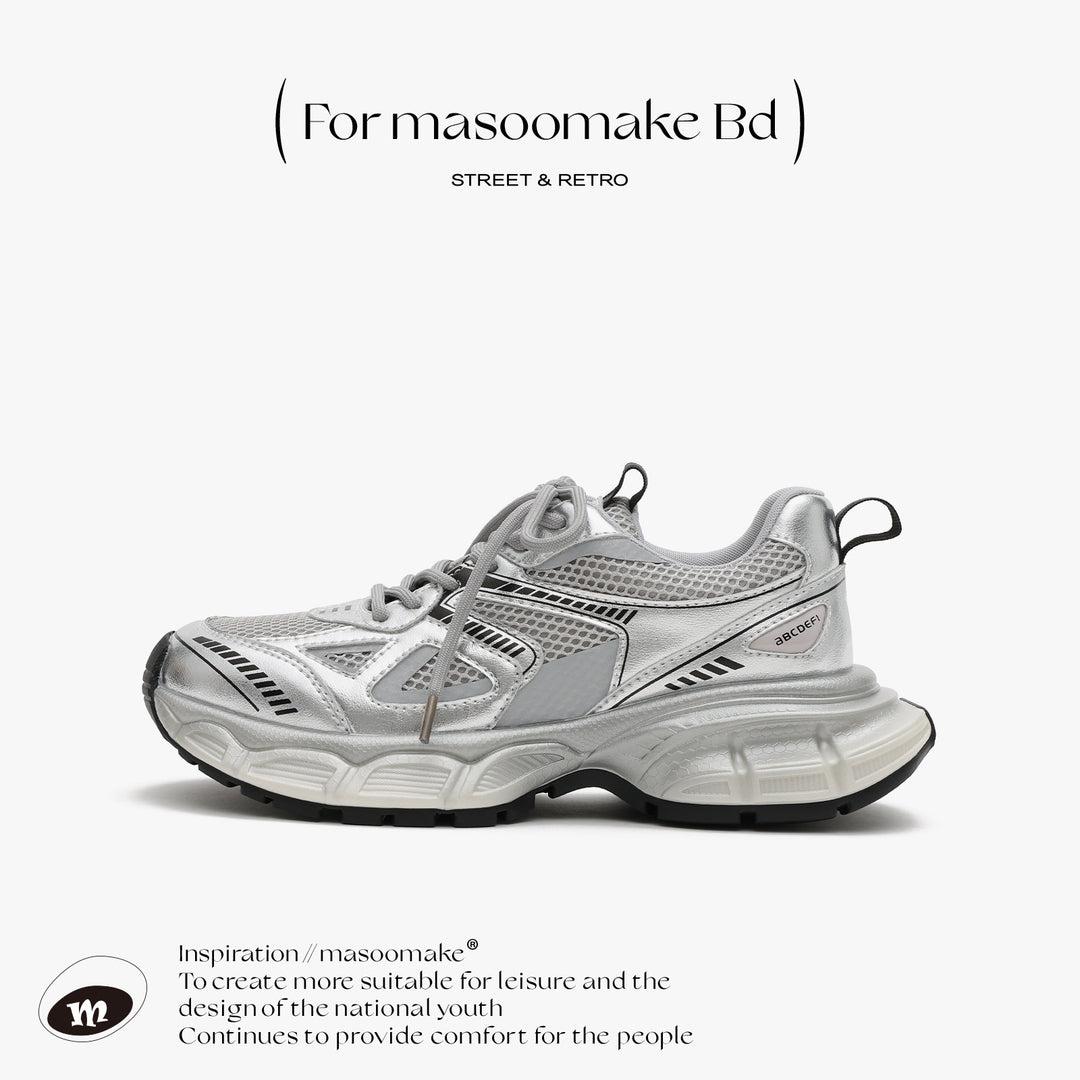 Newins Thick Silver Shoes Women Sneakers Casual Running Shoes
