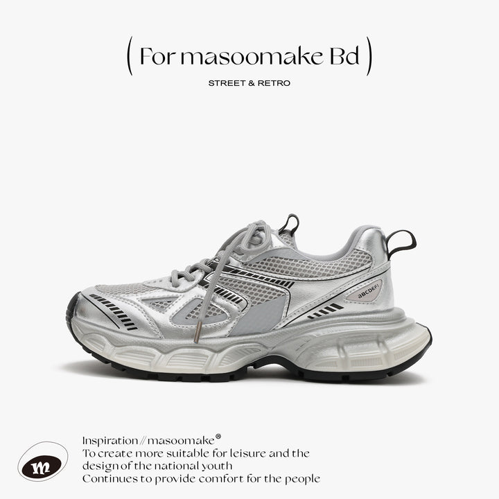 Newins Thick Silver Shoes Women Sneakers Casual Running Shoes