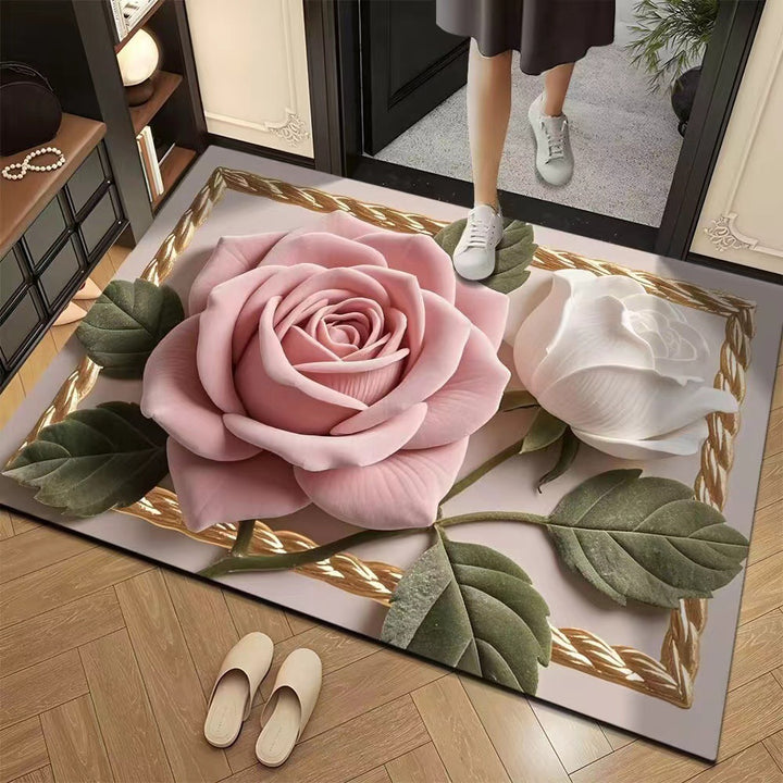 3 DFloral Floor Mat Entryway Durable Stain Resistant Non Slip Foot Mat