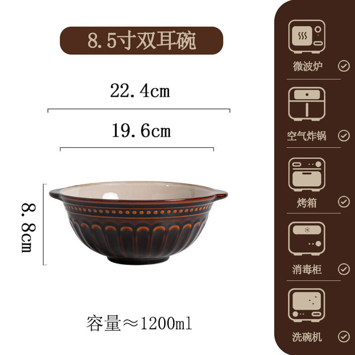 欧式复古罗马纹碗碟套装家用创意陶瓷餐具饭碗菜盘子釉下彩乔迁礼