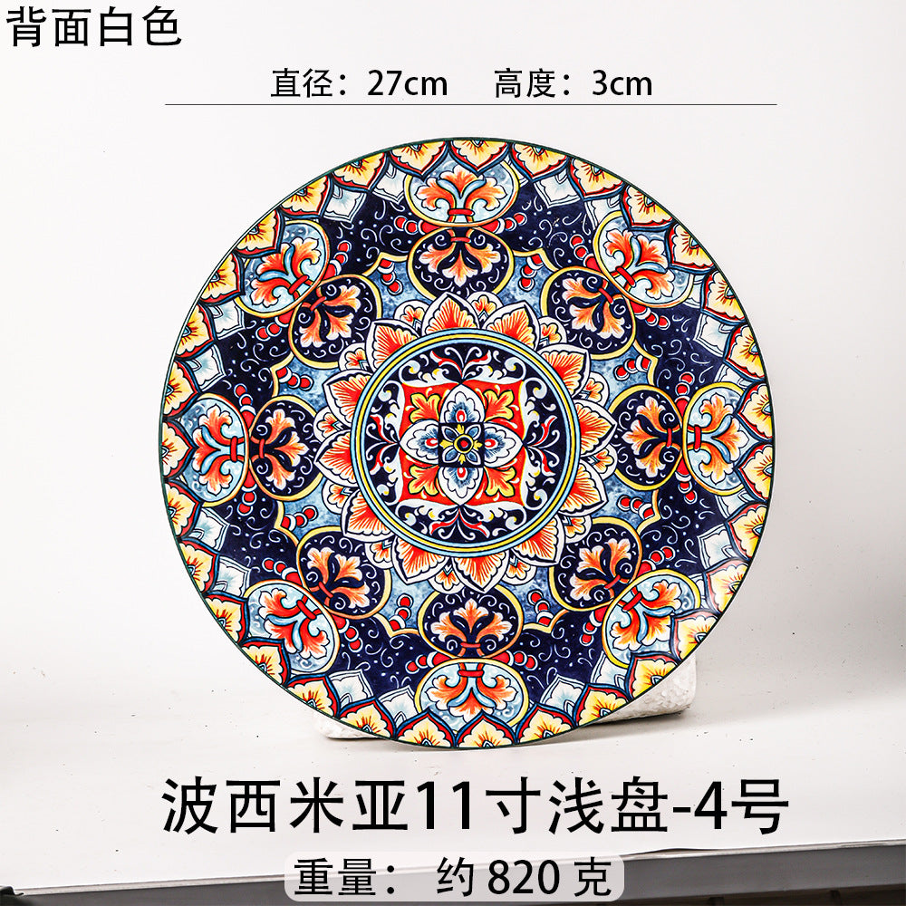 波西米亚风餐具瓷碗拉面碗瓷器燕麦碗沙拉碗6寸汤碗陶瓷餐厨饮具