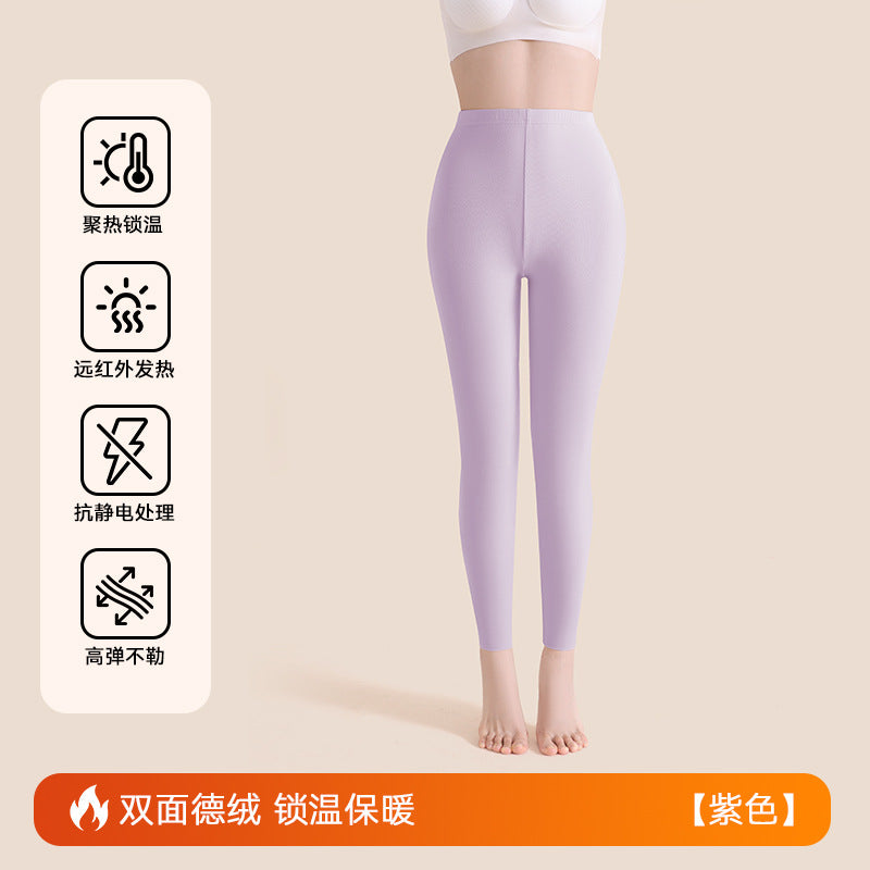 绵羊毛保暖裤女士加绒秋冬高级感蚕丝秋裤德绒高腰打底裤大码高端