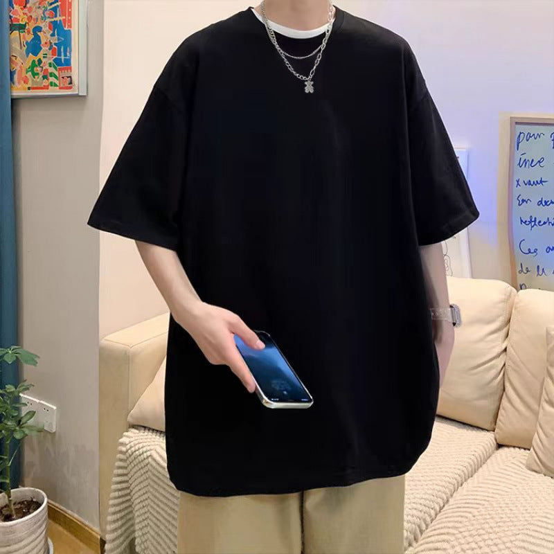 短袖T恤男生美式夏季新款潮牌白色青少年打底衫宽松休闲半袖上衣