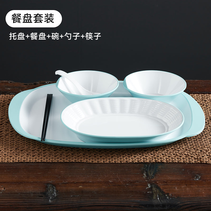 自助选现炒快餐称重菜盘商用套装学校食堂密胺餐具汤碗碟托盘