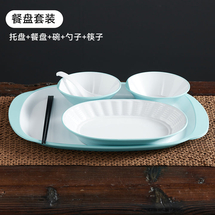 自助选现炒快餐称重菜盘商用套装学校食堂密胺餐具汤碗碟托盘