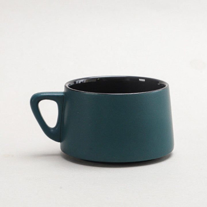 陶瓷咖啡杯碟套装高颜值粗陶渐变马克杯轻奢家用餐厅拉花杯水杯子
