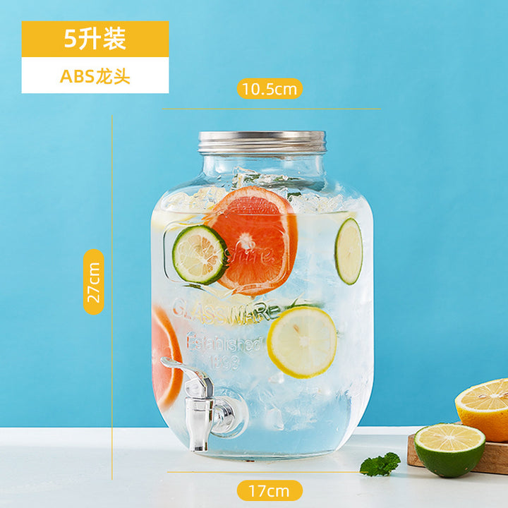 网红可乐酒炮 玻璃果汁鼎果汁罐 大容量饮料桶梅森罐酿酒瓶酵素桶